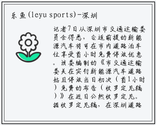 乐鱼(leyu sports)-深圳：新能源汽车路边停车首小时将免费